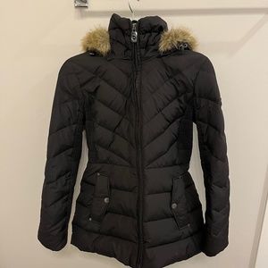 Michael Kors Faux-Fur-Trim Hooded Down Puffer Coat